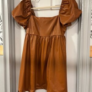 TCEC Tan Dress with Puff Sleeves